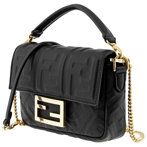 fendi baguette black leather bag|fendi shoulder bag baguette.